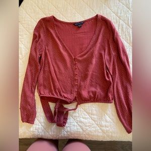 XS, red long sleeve shirt